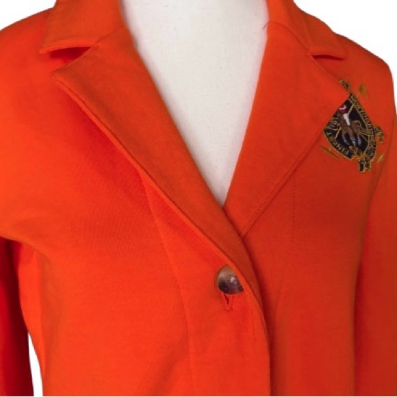 NWT Ralph Lauren Equestrian Polo Crest Blazer Orange Red Logo Jacket Horse Logo - Picture 14 of 16